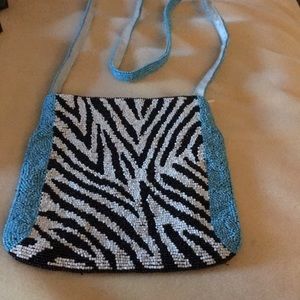 PERFECT UNUSED CHRISTIANA HAND BEADED ZEBRA BAG